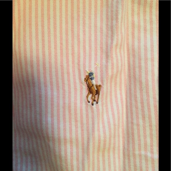 Ralph Lauren pink/white striped knit oxford shirt - Picture 3 of 3
