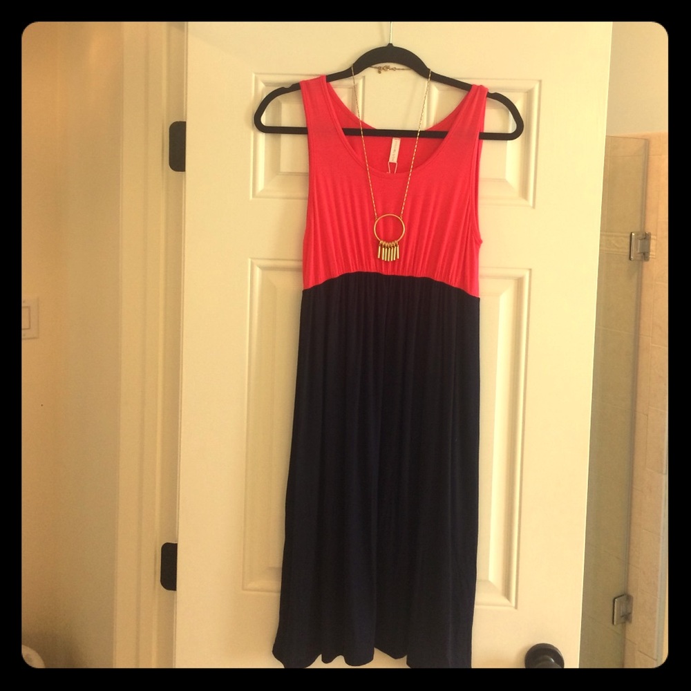 Pinkblush maternity dress size medium pink blue