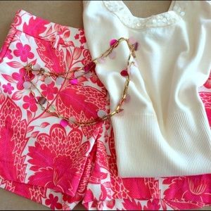 Kenar shorts pink,orange, cream floral print