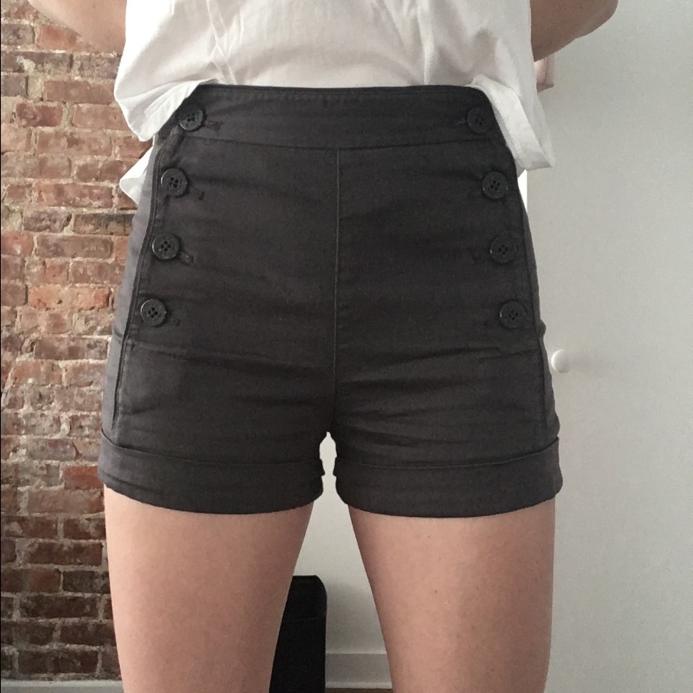 Charcoal grey Talula high waisted button up shorts