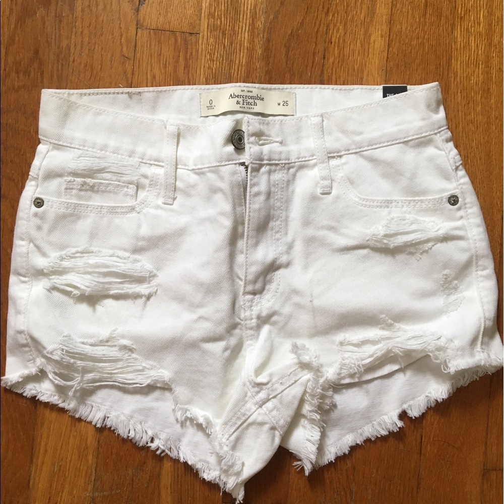 Abercrombie ripped white jeans