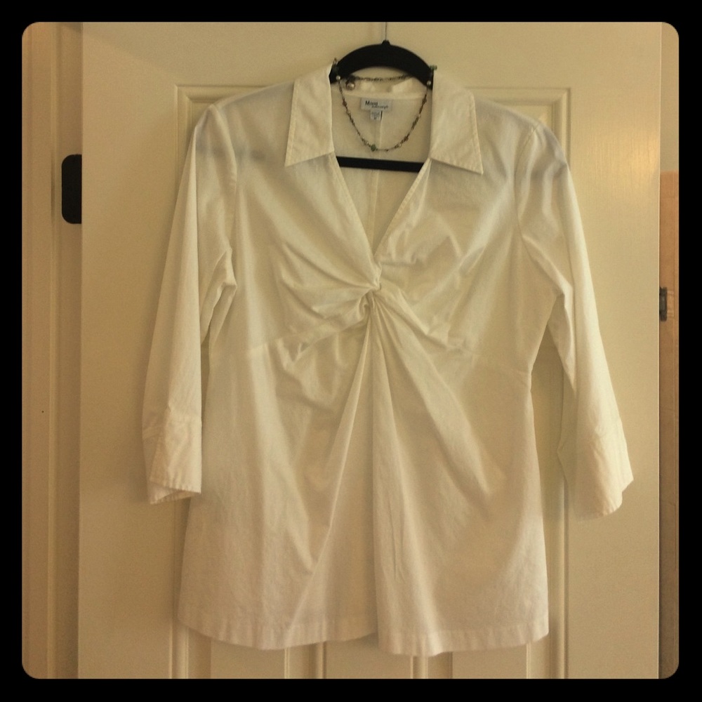 Mimi maternity white 3/4 blouse side zipper M