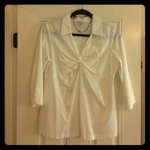 Mimi maternity white 3/4 blouse side zipper M