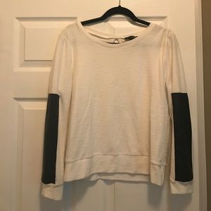 Aqua Top with Leather Patches