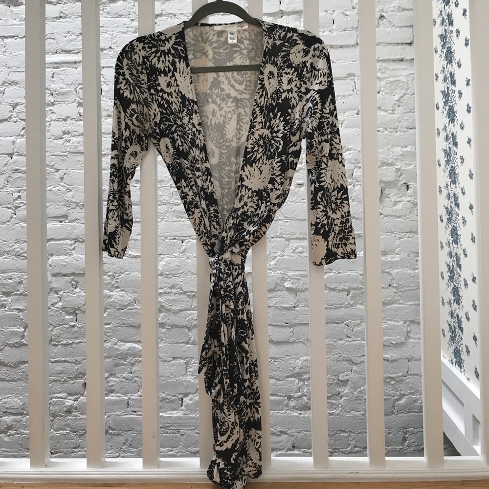 DVF black and white wrap dress
