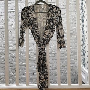 DVF black and white wrap dress