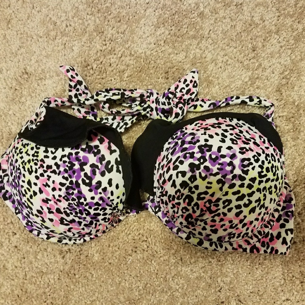 Multicolored Cheetah Print Swim Top