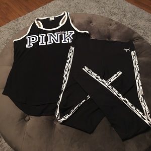 Pink ultimate yoga pant and racer back tank