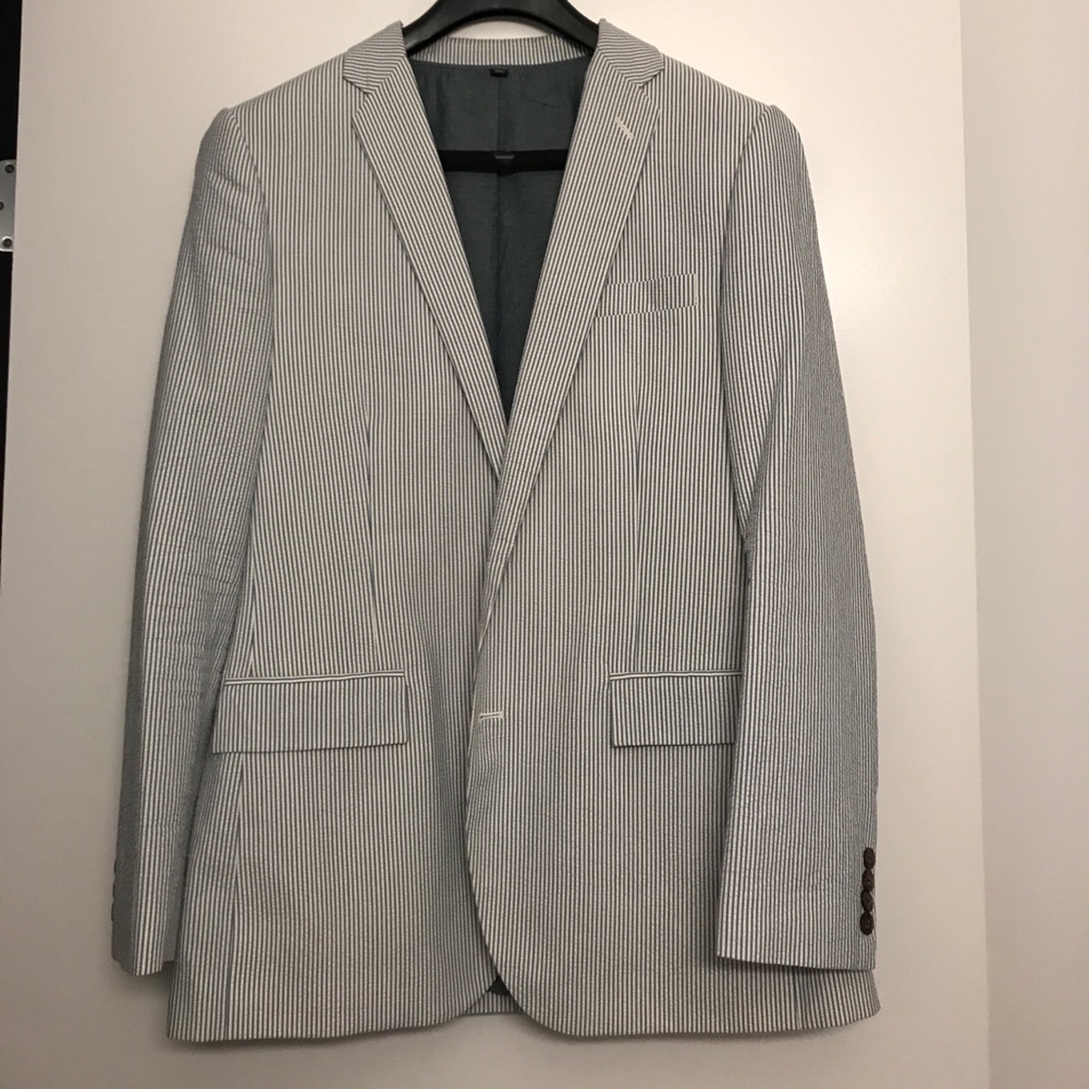 J.Crew seersucker suit. Traditional blue/white.