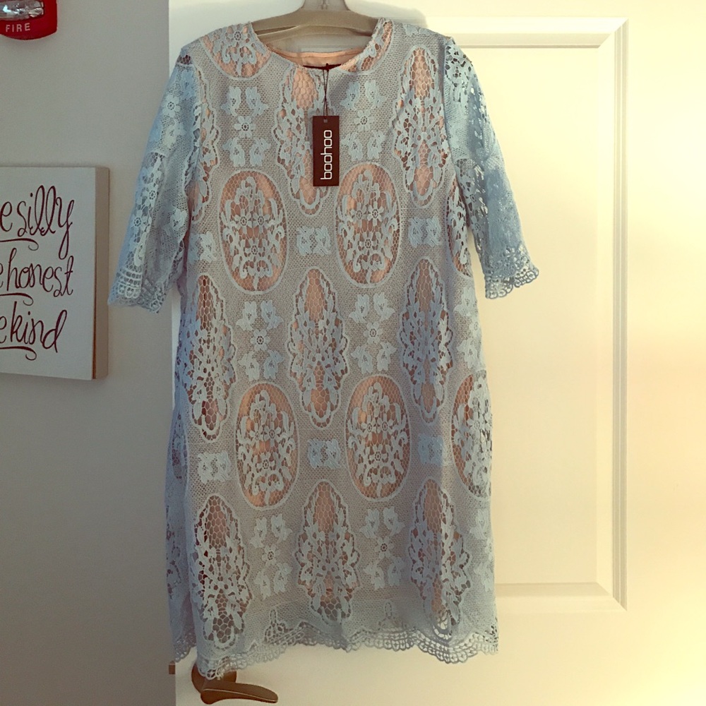 Light blue lace overlay dress