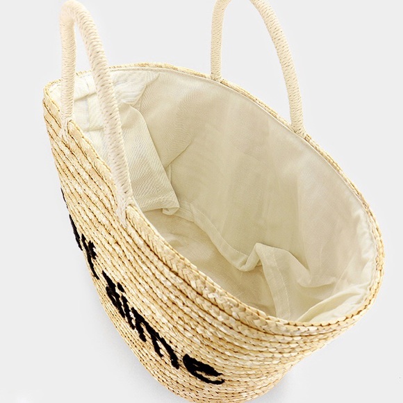 LAST ONE!! Je T'aime Straw Tote Bag - Picture 2 of 2