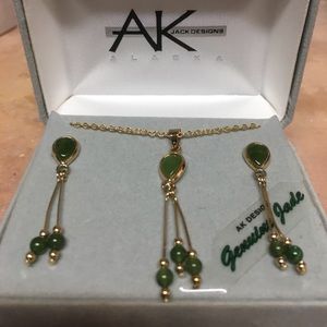 Jade necklace and earring set