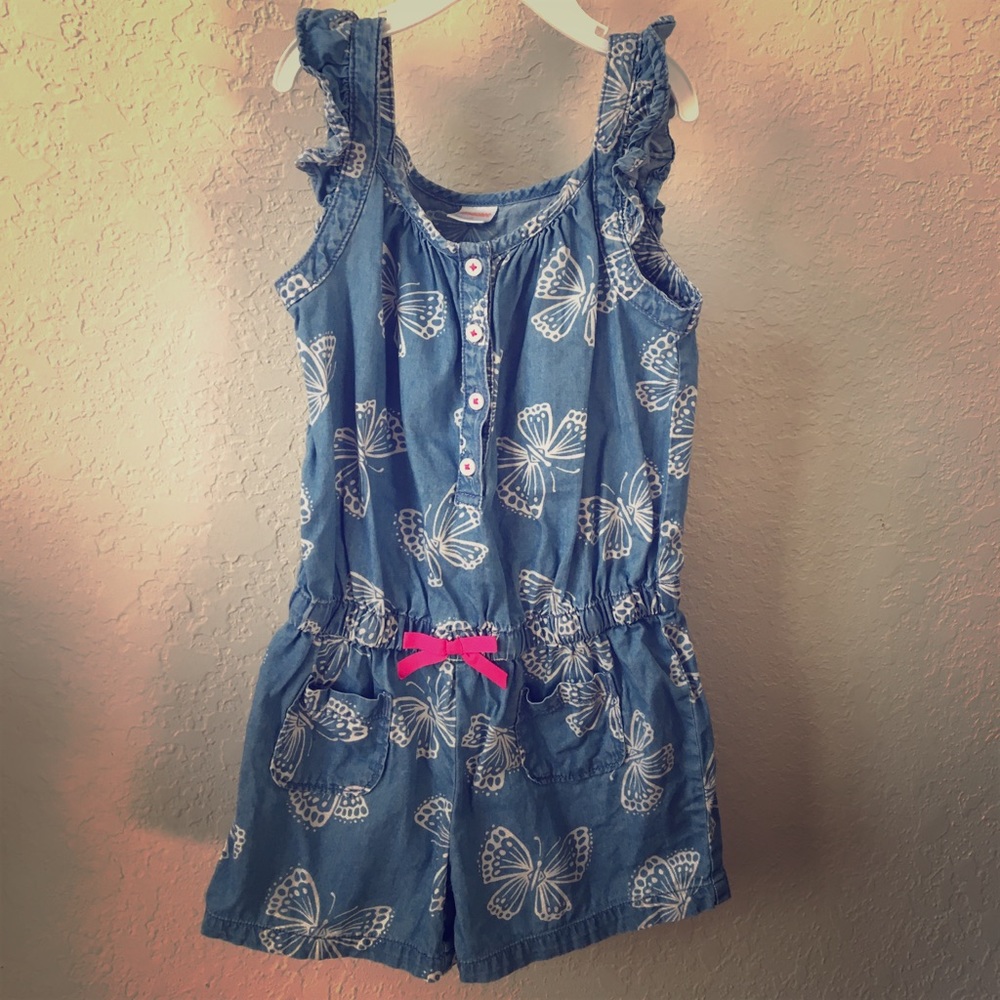 Girls size 6 Gymboree butterfly jean romper