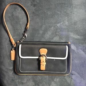 🔥 Price Drop!!! Navy canvas coach clutch/wristlet