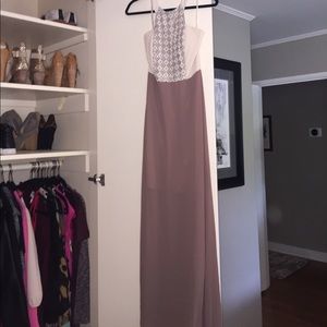 Halter embellish dress in taupe