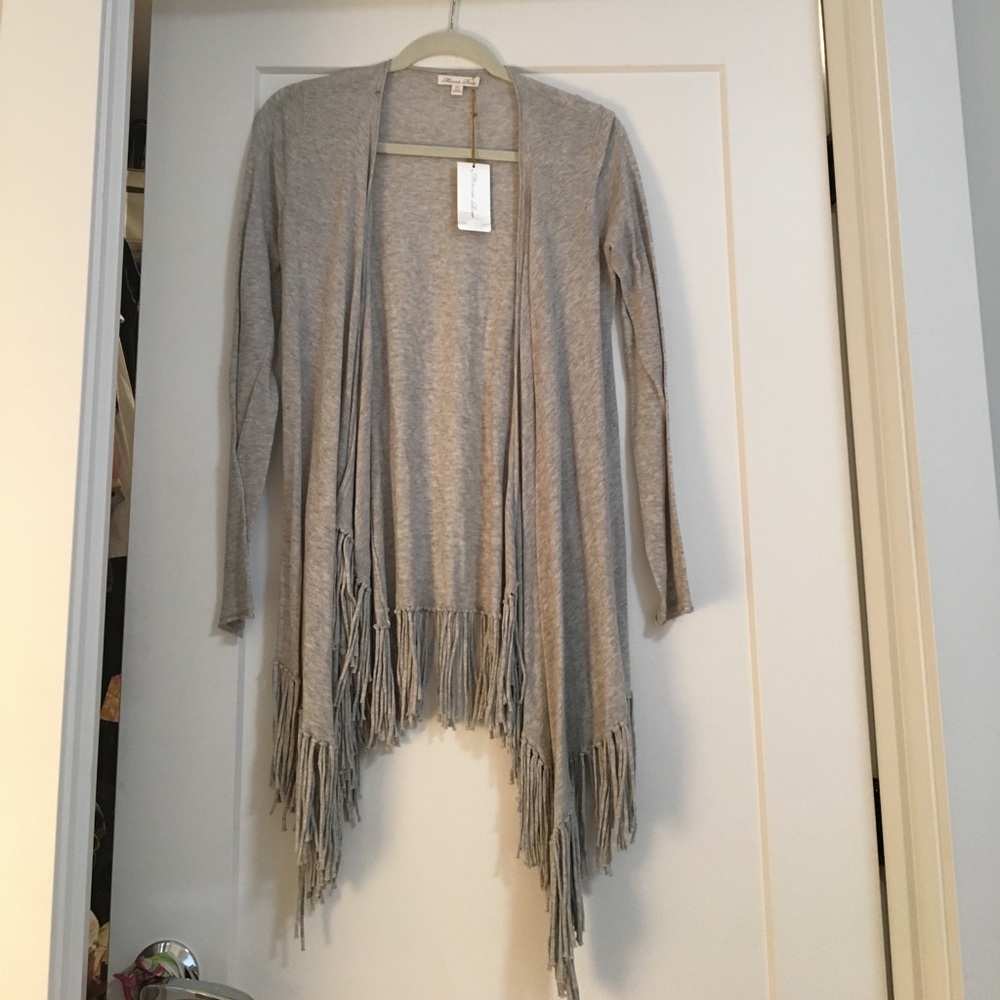 BNWT Minnie Rose Cascading Open Front Fringe Cardi