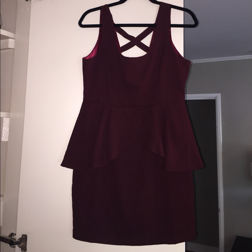 Maroon peplum dress