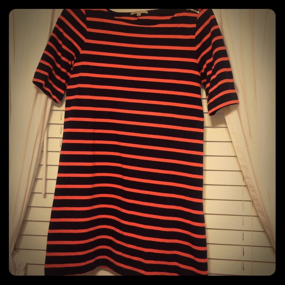 Gap Navy & Pink Striped Cotton Straight Cut Dress!