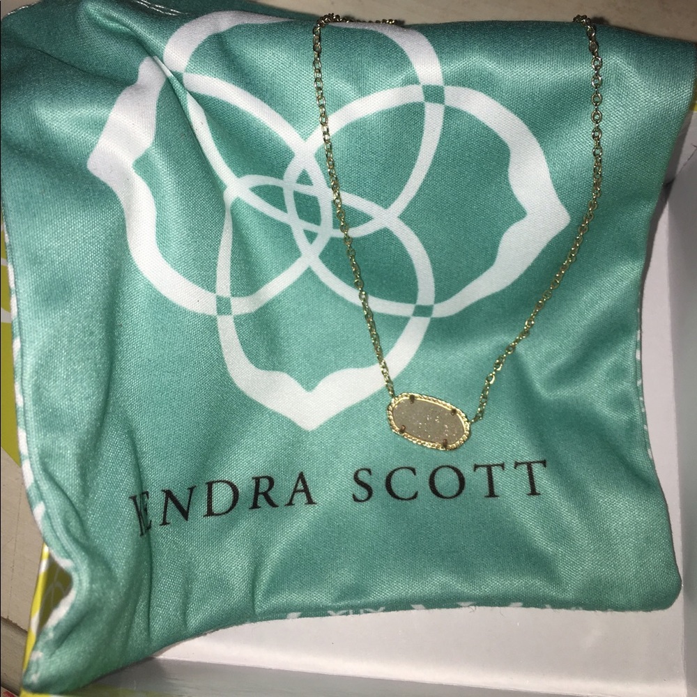 Kendra Scott gold and white white iridescent drusy
