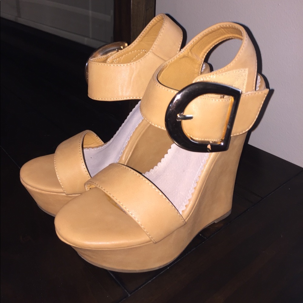 Kathleen tan platform wedges