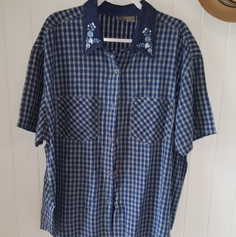 Plus size 22 north west blue 100% cotton shirt