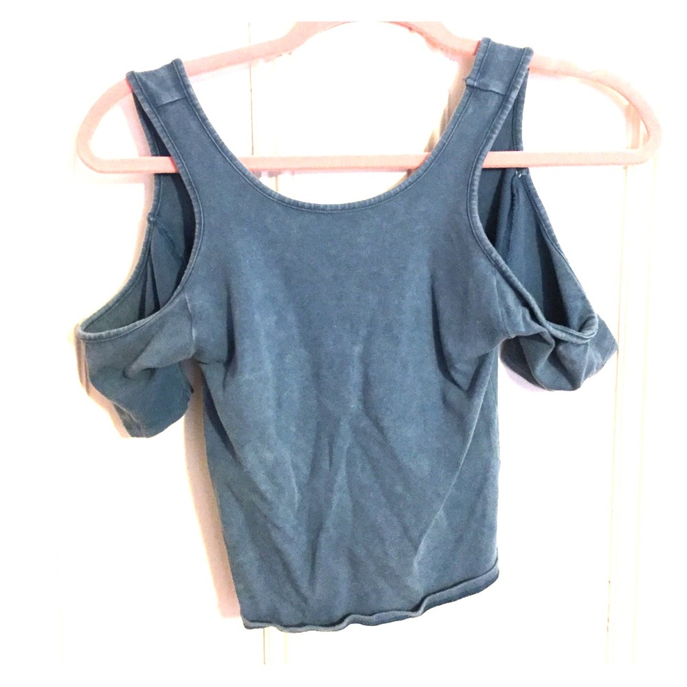 Forever 21 blue/teal cold shoulder crop top