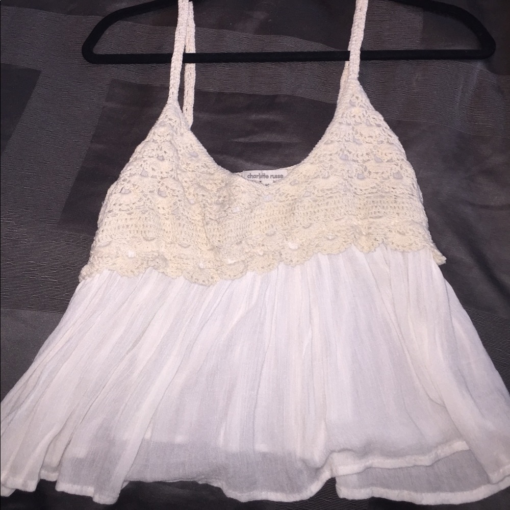 Charlotte Russe crochet babydoll tank top