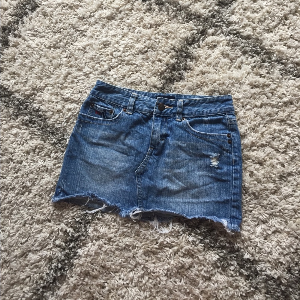 Washed look denim mini skirt