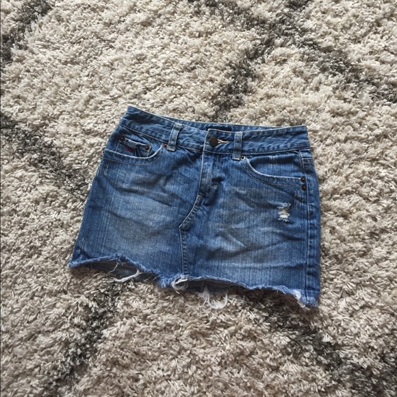 Washed look denim mini skirt - Picture 1 of 2