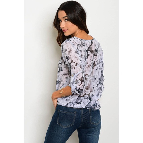 B&W Floral Top - Picture 3 of 3