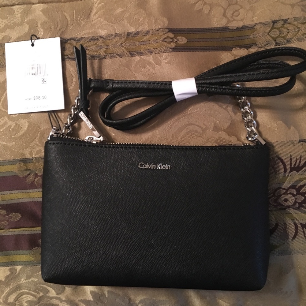 Calvin Klein Black Saffiano Leather Crossbody