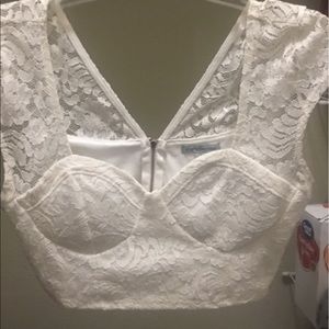 White lace crop top
