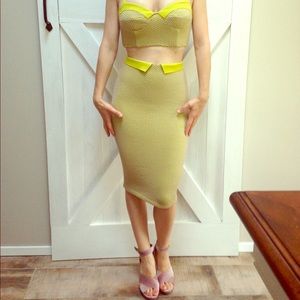 Crop top and high waisted skirt set