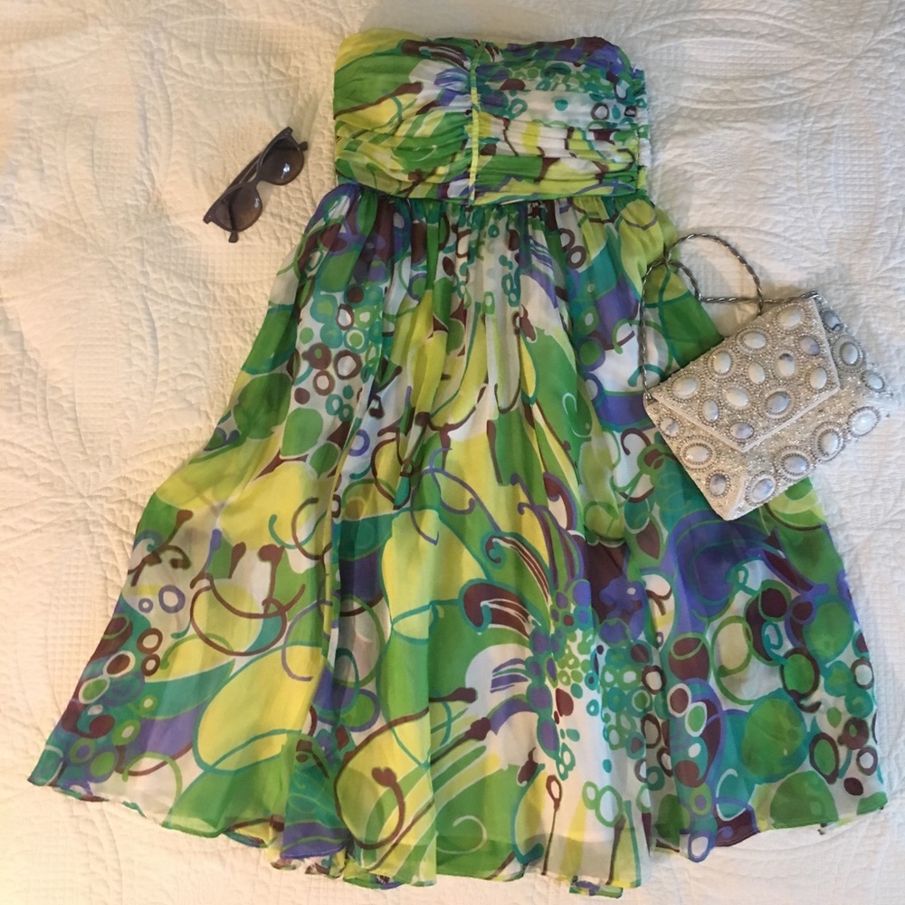 Silk chiffon abstract print dress