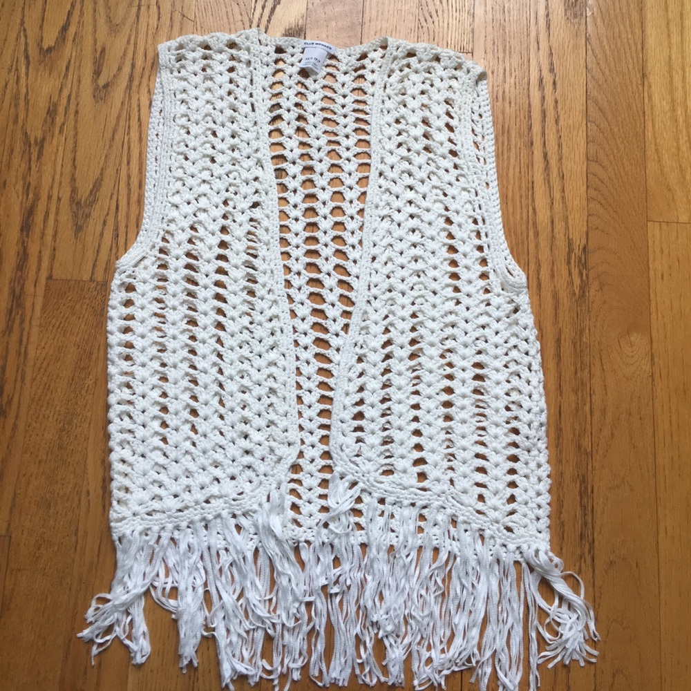 Club Monaco Lola Crochet Vest with tassels Sz XS