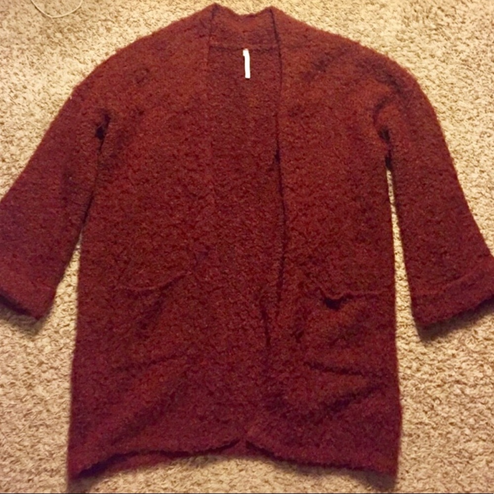 New Maroon Boucle Cardigan