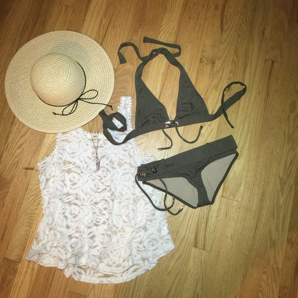 🌟Like New🌟 Army Olive Green Sexy Halter Bikini