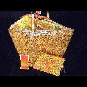 Lilly Pulitzer tote,hair ties, makeup bag bundle