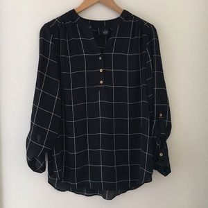 Sheer Geometric Black Blouse