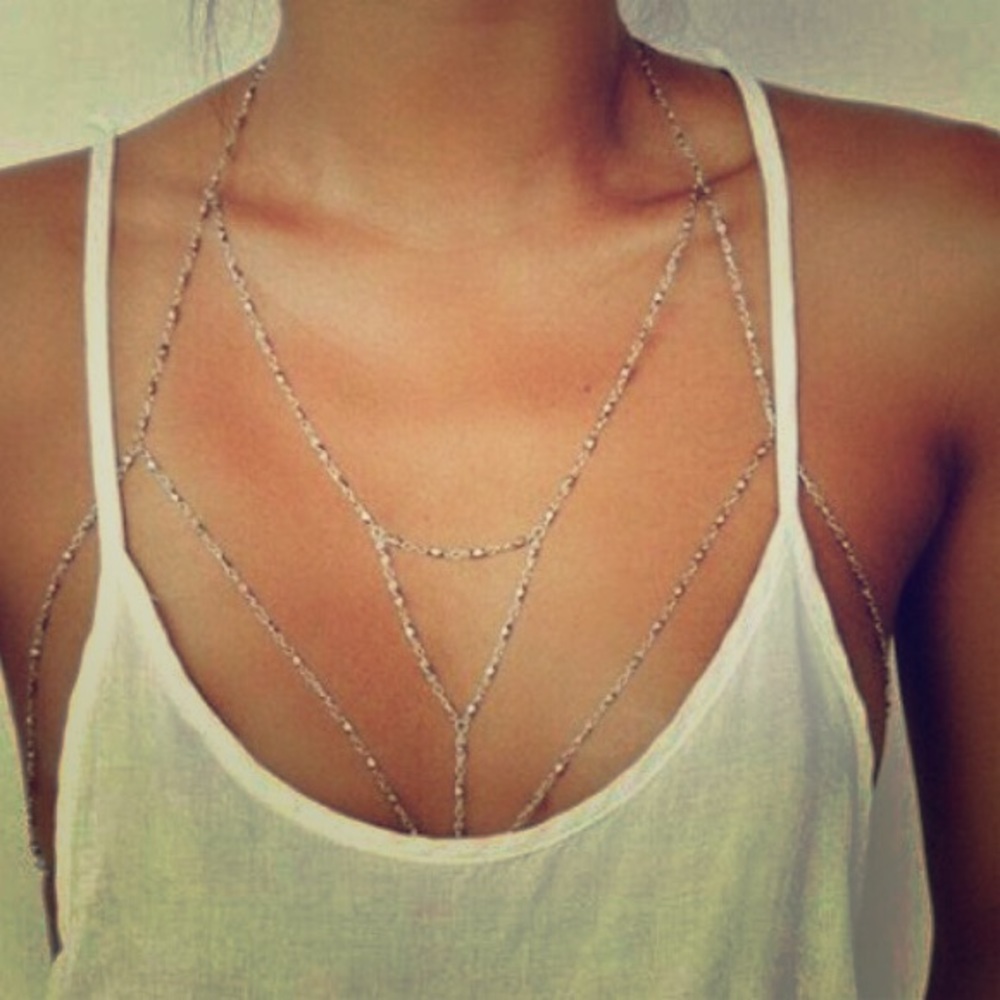Sexy silver body chain