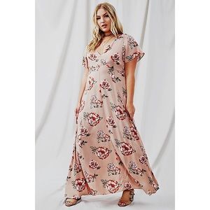 Forever 21 3X pink maxi dress w/ flutter sleeves