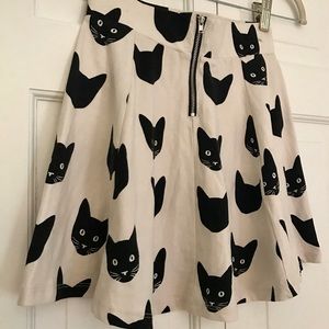 Skater Skirt || high waisted, cat print