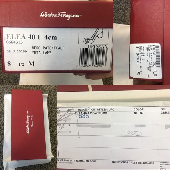 Salvatore Ferragamo Elea Bow Pump, Nero/Nude, 8.5B - Picture 8 of 8