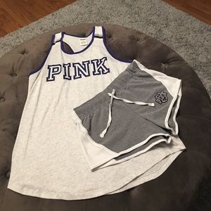 Pink racer back size lg shorts sm