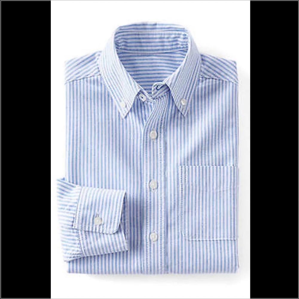 Boys Lands End Striped Oxford Size 10 Blue