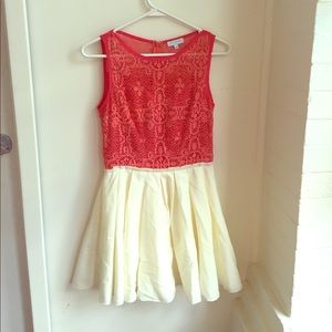 Coral and cream summer dress