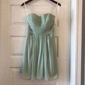 David's Bridal Sage Strapless Bridesmaids Dress