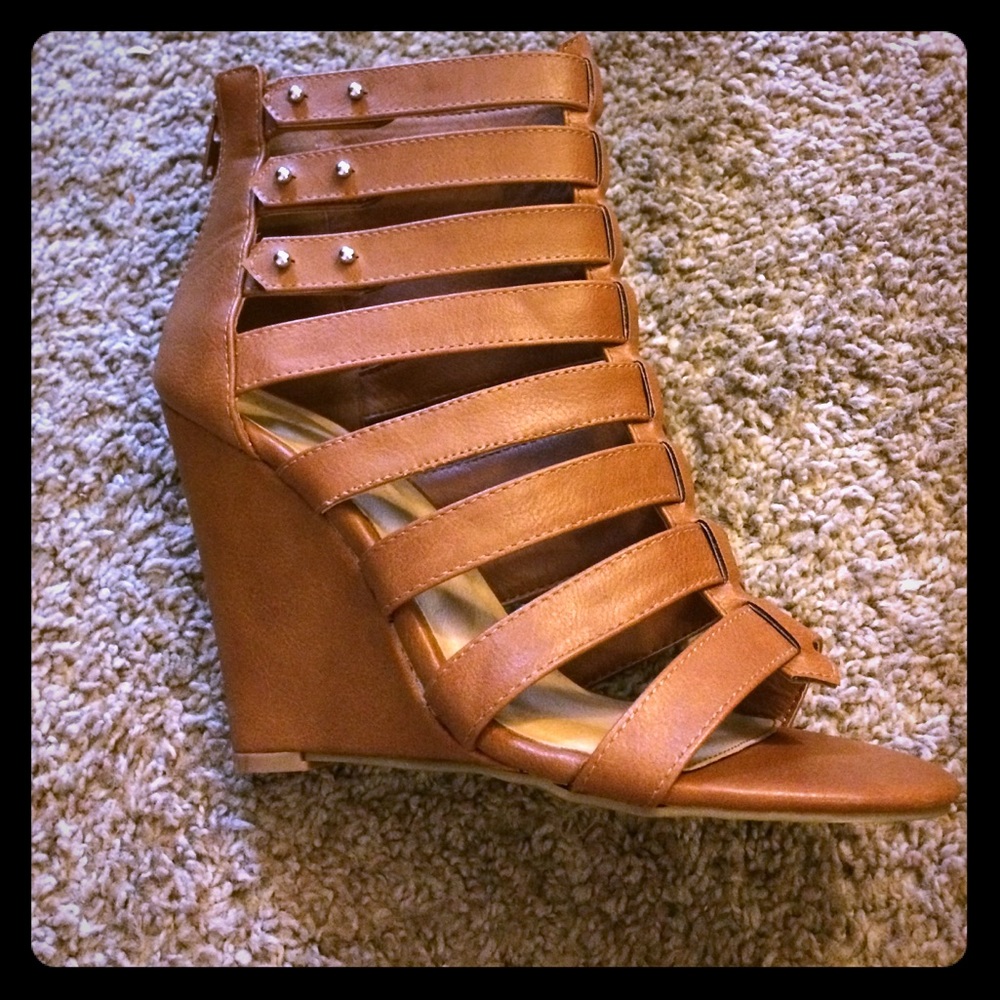 Tan wedge sandals