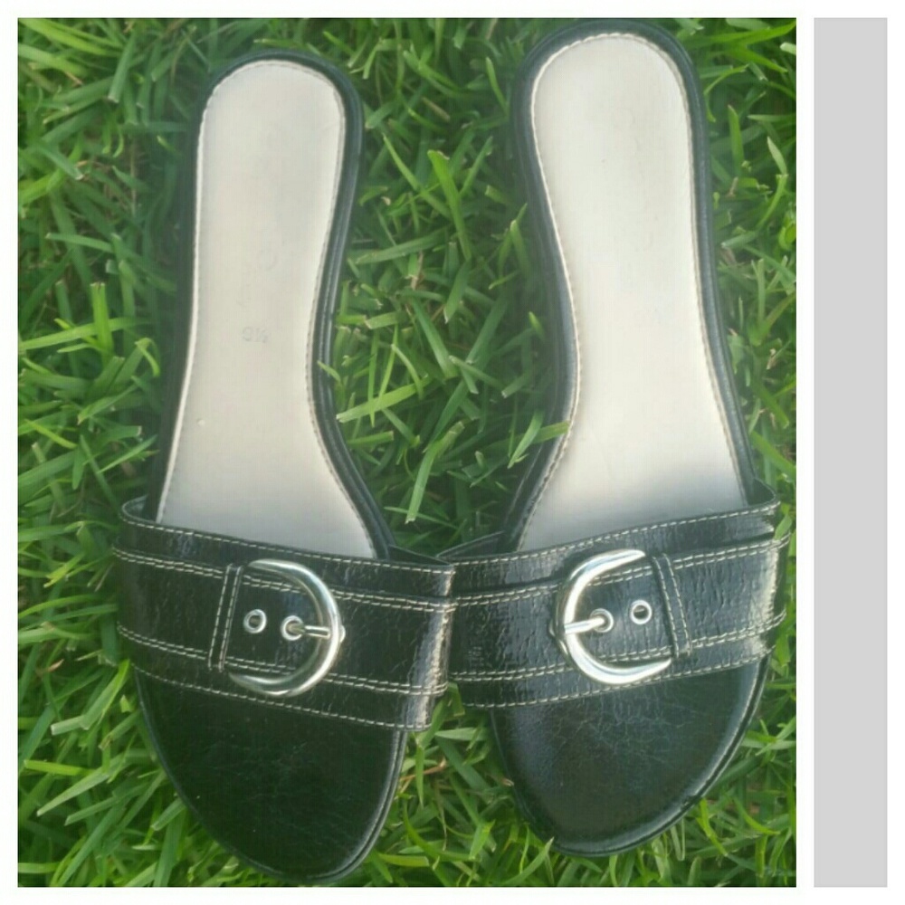 Connie Black Banda Slide Sandal Italy 9.5