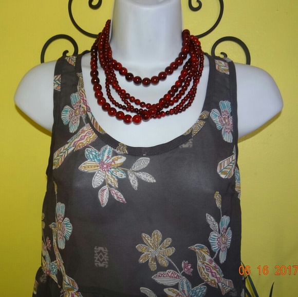 Mossimo Gray Sheer Flower Top - Picture 2 of 6